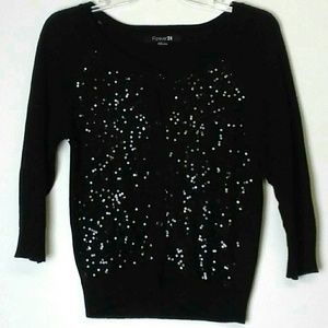 Forever 21 Sweaters - Forever 21 Sequin 3/4 Sleeve Cardigan Black Small Forever 21 Sweaters - Forever 21 Sequin 3/4 Sleeve Cardigan Black Small